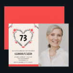 Invitation Elégant Coeur Floral Rouge pour son 73e anniversai<br><div class="desc">Elégant Coeur Floral Rouge pour son 73e anniversaire Invitation moderne</div>