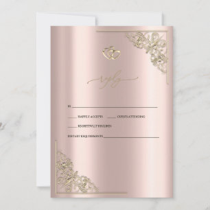 Invitation Elegant cœurs en or Rose Or Mariage RSVP  