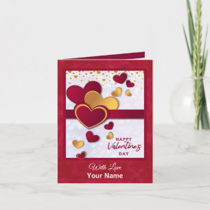 Invitation Elégant Coeurs Rouge et Or Valentine's Day Design