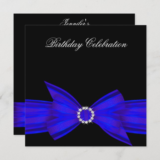 Invitation Elégant colbolt royal Blue fête d'anniversaire (Devant / Derrière)