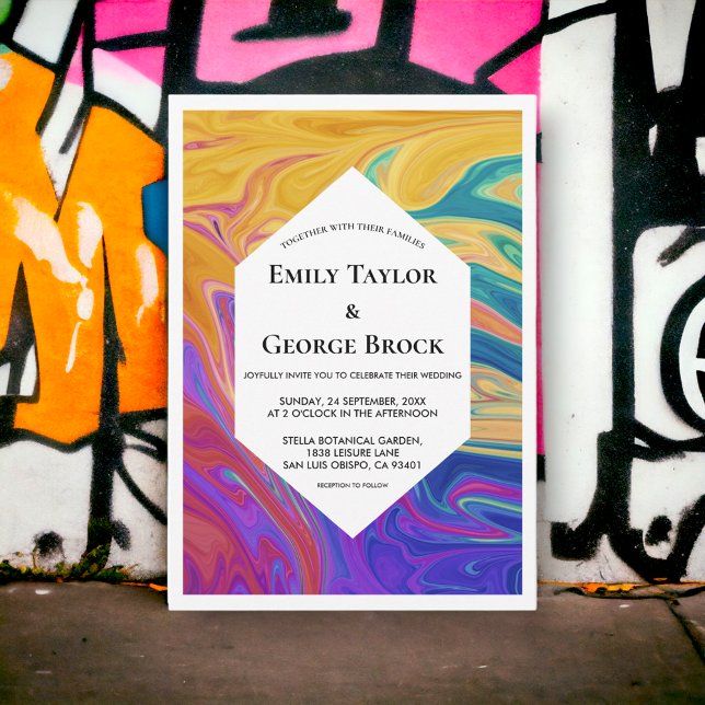 Invitation Elégant coloré Abstrait peinture moderne Mariage (Créateur téléchargé)