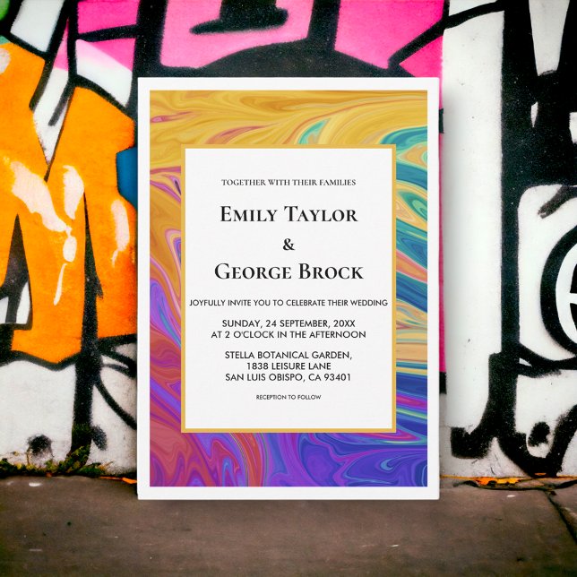 Invitation Élégant coloré sans couture Abstrait Mariage moder (Créateur téléchargé)