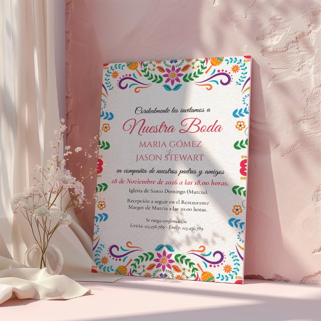 Invitation Elegant Colorful Floral Fiesta Spanish Wedding (Elegant Colorful Floral Fiesta Spanish Wedding Invitation)