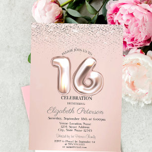 Invitation Élégant Confetti Branché Sweet 16