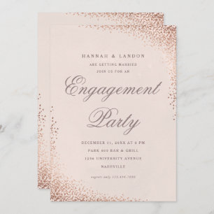 Invitation Élégant Confetti Rose Gold Engagement Party