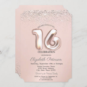 Invitation Élégant Confetti Sweet tendance 16