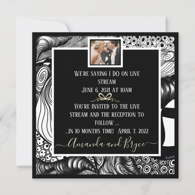 Invitation Élégant convid moderne live stream mariage (Devant)