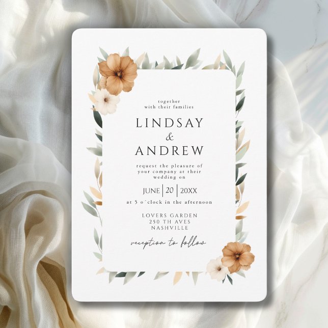 Invitation Elegant Copper & Earthy Botanical Wedding (Elegant Copper & Earthy Botanical Wedding Invitation)