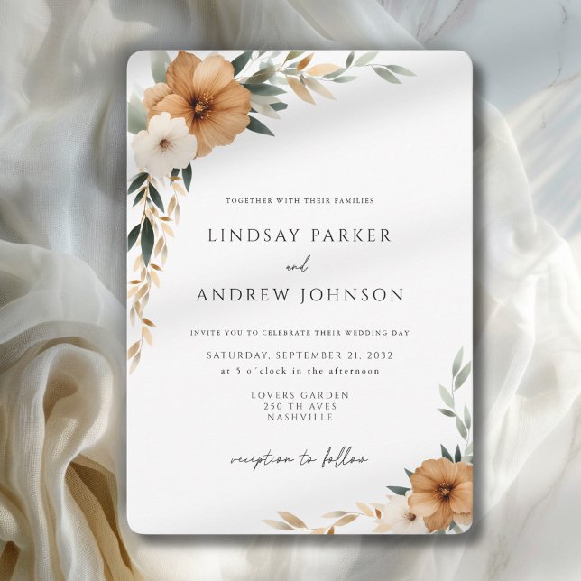 Invitation Elegant Copper & Earthy Botanical Wedding (Elegant Copper & Earthy Botanical Wedding Invitation)