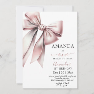 Invitation Elegant Coquette Bow fille Anniversaire