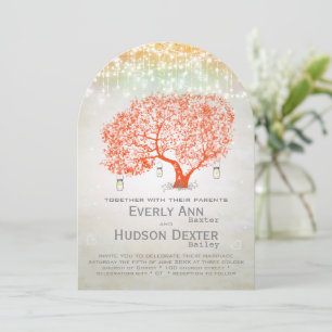 Invitation Élégant Corail argenté Rustique Mariage forestier