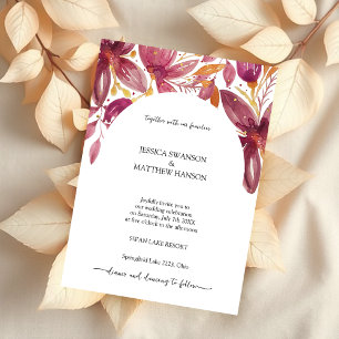 Invitation Élégant corail floral violet or
