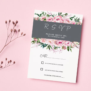 Invitation Elégant corail rose peony floral été fleuri RSVP