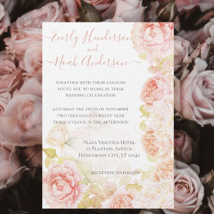 Invitation Elégant corail rose Secret Rose Jardin Mariage