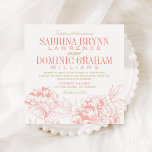 Invitation Elegant Coral and Gold Floral Peony Wedding<br><div class="desc">Elegant and romantic peony wedding invitation design in coral pink,  peach,  and champagne gold color scheme.  Square card format.</div>