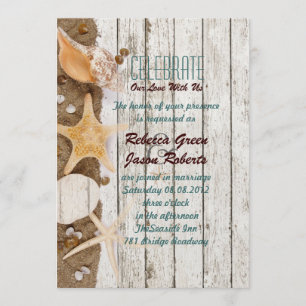 Invitation élégant cottage océan coquillages mariage plage