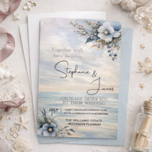 Invitation Elégant coucher de soleil subtil et Mariage floral