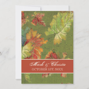 Invitation Elégant couleur riche Autumn Graphe Leaf Feuilles
