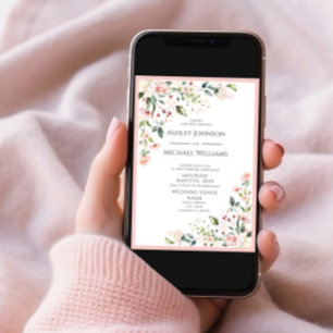 Invitation Elégant couleur rose pâle Mariage floral