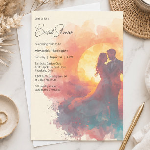 Invitation Élégant couple marié silhouette Fête de mariage