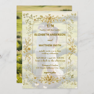 Invitation Elégant couple or portrait portrait mariage photo