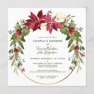 Invitation Élégant Couples de Noël Floral Personnalisé Douche