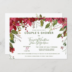 Invitation Élégant Couples de Noël Floral Personnalisé Douche
