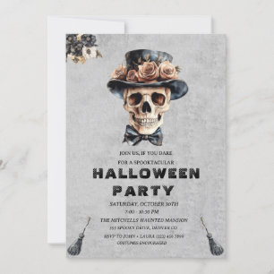 Invitation Elégant crâne floral Adulte Halloween Party Invita