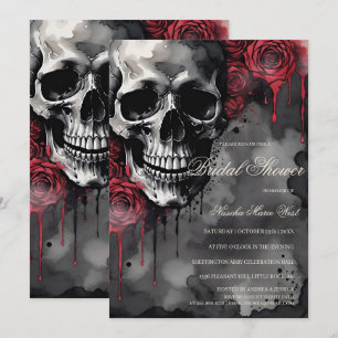 Invitation Elégant crâne gothique et Fête des mariées Rose
