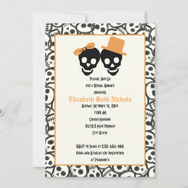Invitation Elégant crâne Halloween mariage douche nuptiale (Devant)