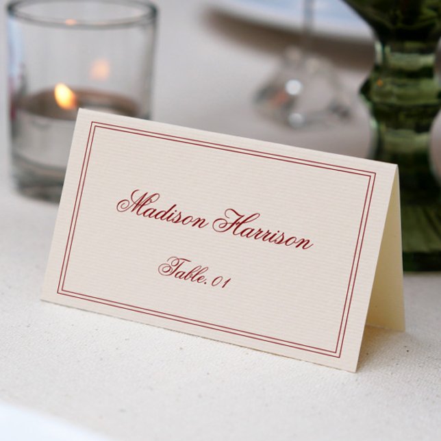 Invitation Elegant Cream and Burgundy Wedding Place Card DIY (Créateur téléchargé)