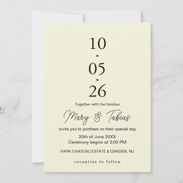 Invitation Elegant Creamy White Minimalist Wedding (Devant)