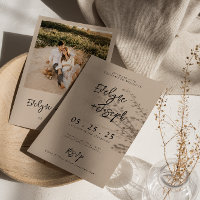 Elégant crème beige minimaliste Boho Mariage photo