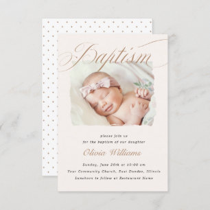 Invitation Élégant crème Dusty pétoncles Christening Baptême 
