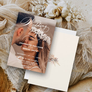 Invitation Elégant Crème Floral Boho Le Mariage De Photo
