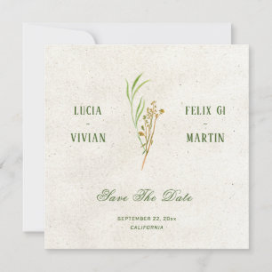 Invitation Élégant Crème Neutre Vert Rustique Enregistrer La 