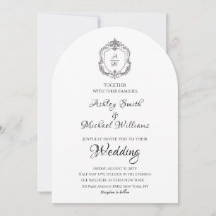 Invitation Élégant crête minimaliste Mariage de monogramme of