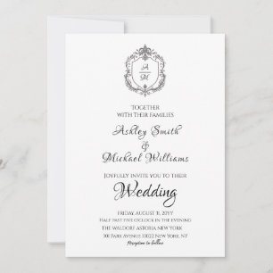 Invitation Élégant crête minimaliste Mariage de monogramme of