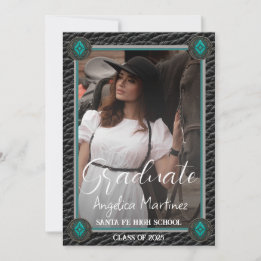 Invitation Élégant cuir noir occidental photo de remise de di