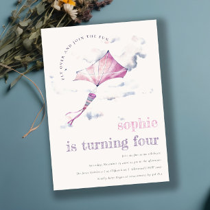 Invitation Elégant Cute Rose Flying Kite Sky Nuds Anniversair