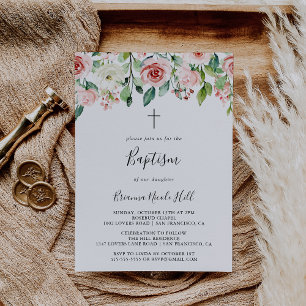 Invitation Élégant Dainty Automne Baptême Floral