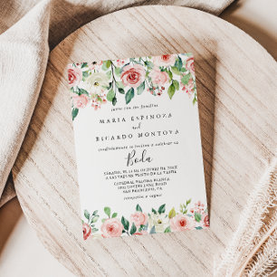 Invitation Élégant Dainty Automne Floral Mariage espagnol