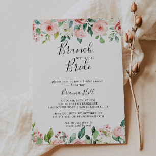 Invitation Élégant Dainty Brunch floral avec la douche de mar