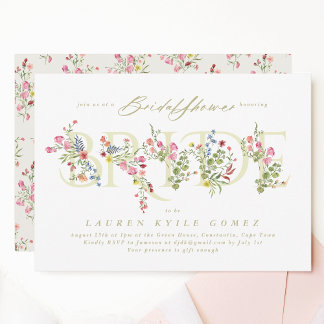 Invitation élégant dainty ressort fleuri BRIDE Fête des marié