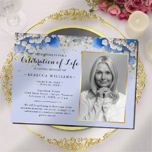 Invitation Elégant Daisy Floral Photo Célébration de la vie