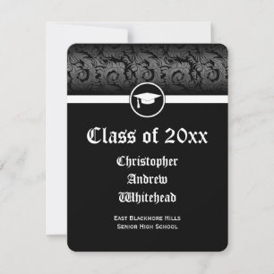 Invitation Élégant Damas Traditionnel / College Graduation