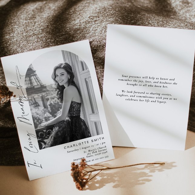 Invitation Élégant Dans L'Amour Mémoire Funérailles Simple Ph (Créateur téléchargé)