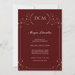 Invitation Élégant DCM Gold Burgundy Graduation