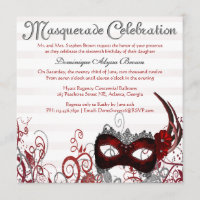 Invitation élégant de remous de mascarade [rouge]