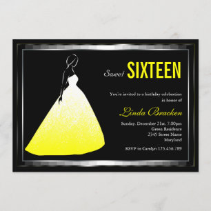 Invitation élégant de sweet sixteen de jaune de